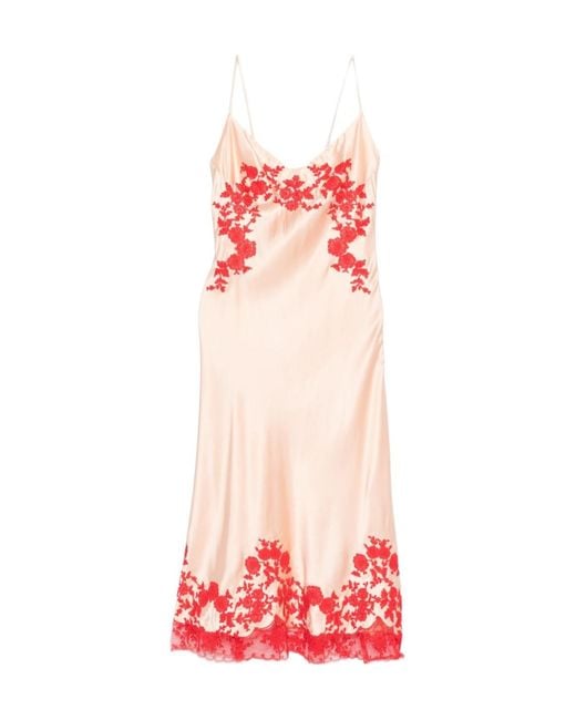 Ermanno Scervino Red Floral Lace Slip Dress