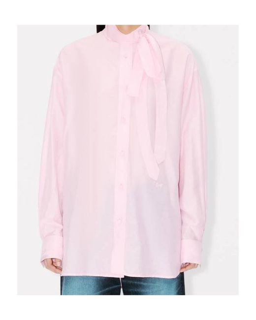 KENZO Pink Long Sleeved Tied-Neck Shirt