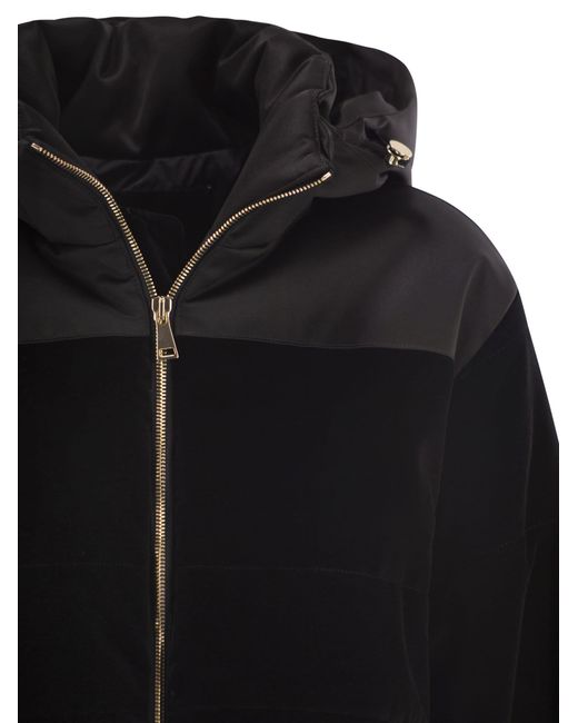 Fabiana Filippi Black Hooded Padded Velvet Jacket