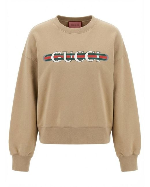 Gucci Natural Logo Printed Crewneck Sweatshirt