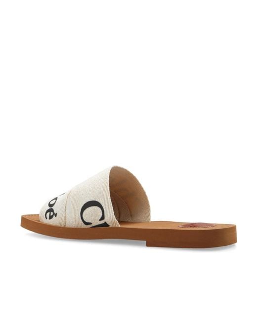 Chloé White Chloé Logo Printed Slip-On Sandals