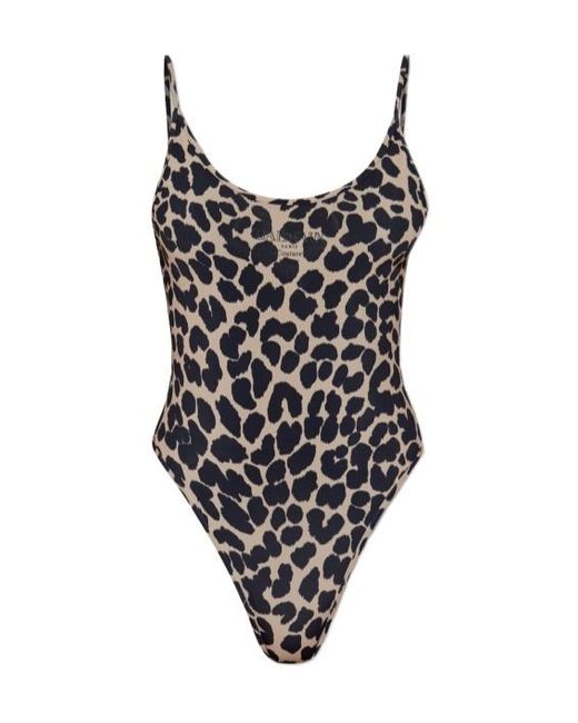 Balmain Black Leopard-Print Swimsuit