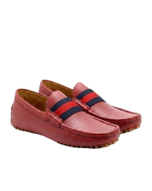 Gucci Red Stripe Detailed Slip-On Driving Loafers for men