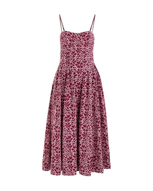 Jonathan Simkhai Purple Sangria Floral-Embroidered Cotton Midi Dress