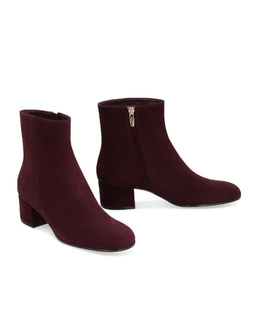 Gianvito Rossi Purple Joelle Round Toe Block Heel Ankle Boots