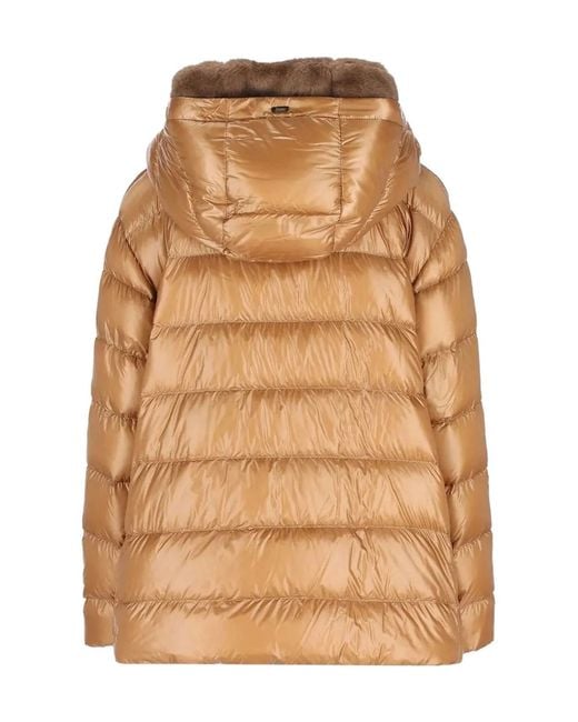 Herno Brown Quilted Hooded Jackets
