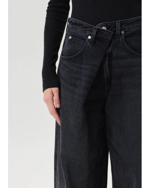 Agolde Black Mid-Rise Denim Trousers