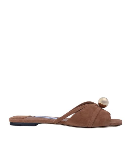 Jimmy Choo Brown Siva Flat Sandals