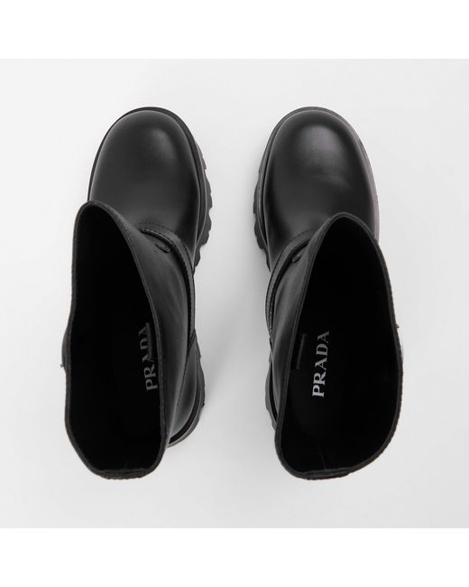 Prada Black Solid Color Biker Boots