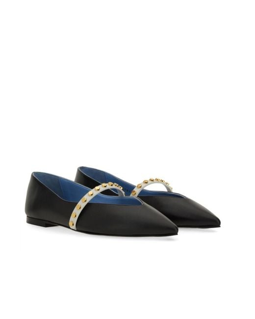 McQueen Black Pointed-Toe Embellished Flats