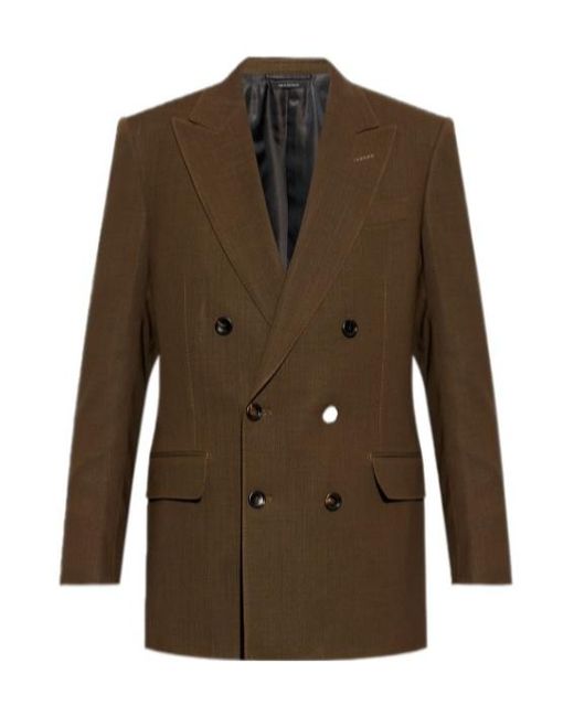 Tom Ford Brown Double-Breasted Blazer for men