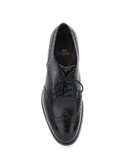 Lidfort Black Leather Lace-Up Derby Shoes for men