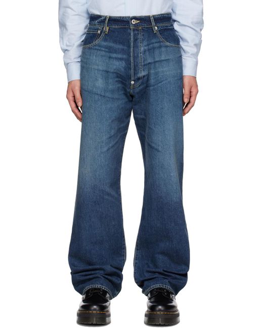 KENZO Blue Suisen Wide-Leg Relaxed-Fit Jeans for men