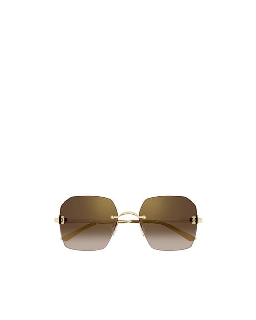 Cartier Metallic Frameless Geometric Sunglasses