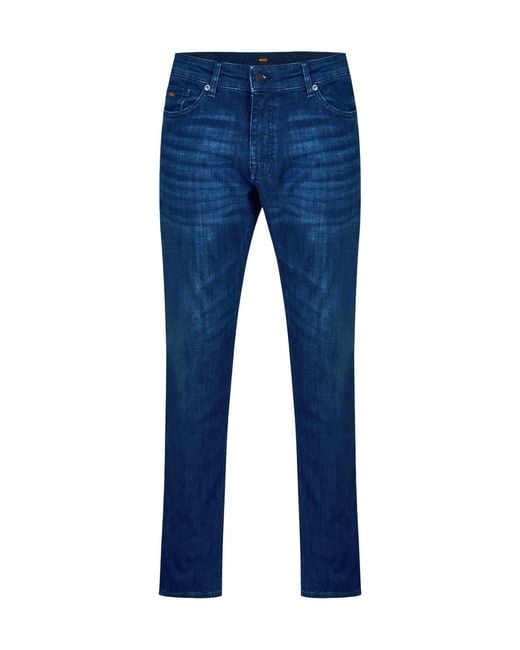 Boss Blue Washed Straightleg Jeans for men