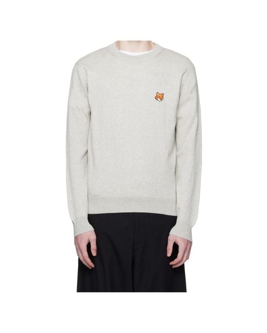 Maison Kitsuné White Maison Kitsuné Fox Head Regular Jumper for men