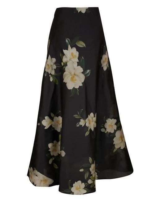 Zimmermann Black Harmony Silk Midi Skirt