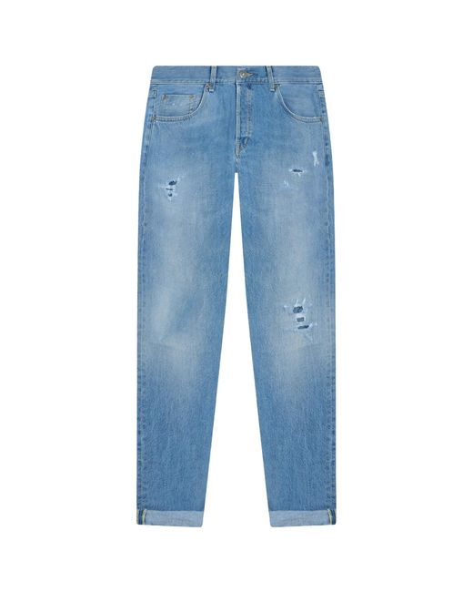 Dondup Blue Bray Straight-Leg Distressed Jeans for men