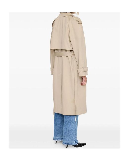 Anine Bing Natural Double-Breasted Belted Coat