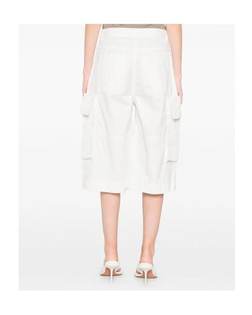 Pinko White Cargo Bermuda Shorts