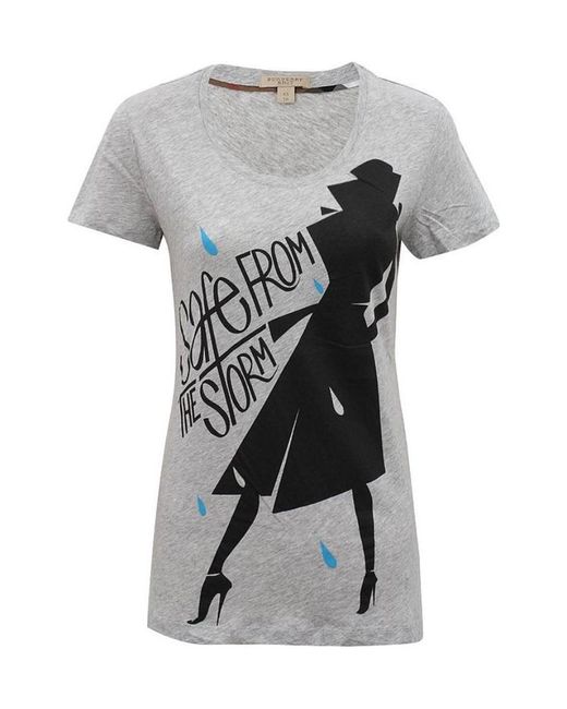Burberry Gray Printed T-Shirt With Round Neck