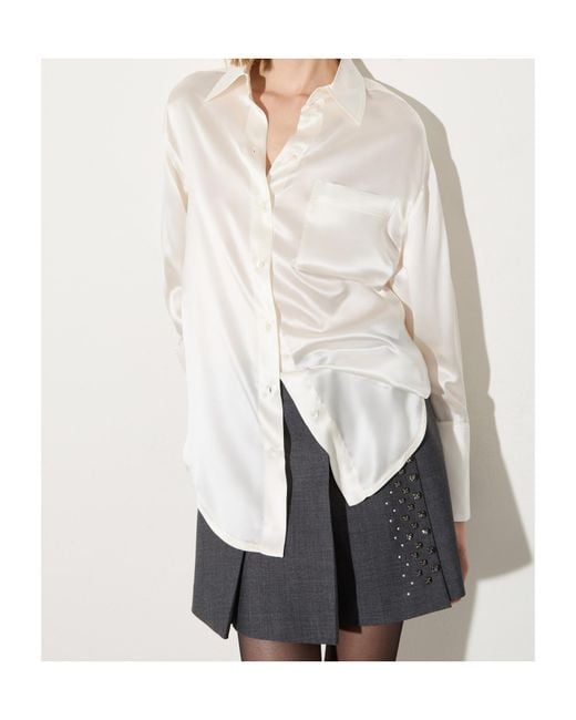 MAX&Co. White Silk-Satin Shirt