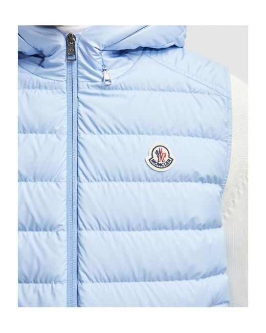 Moncler Blue Bourget Hooded Down Vest for men