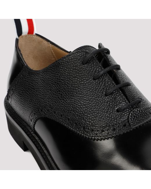 Thom Browne Black Saddle Round Toe Lace-Up Shoes for men