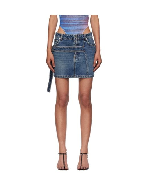 Jean Paul Gaultier Blue Low Waisted Strap Skirt