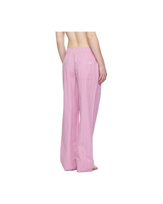 Tekla Pink Striped Poplin Pyjama Pants for men
