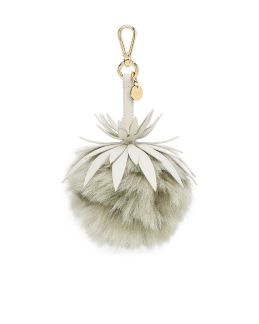 Fendi Metallic Light Fox And Rabbit Fur Charm