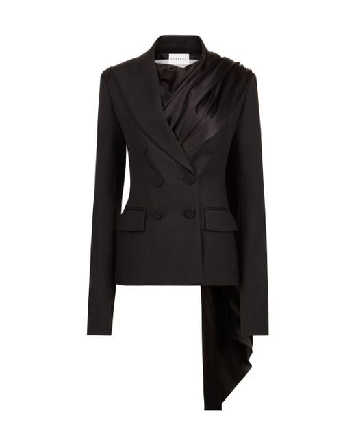 Nina Ricci Black Draped-Scarf Blazer