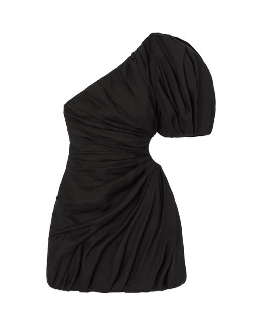 Chloé Black Gathered One-Shoulder Minidress