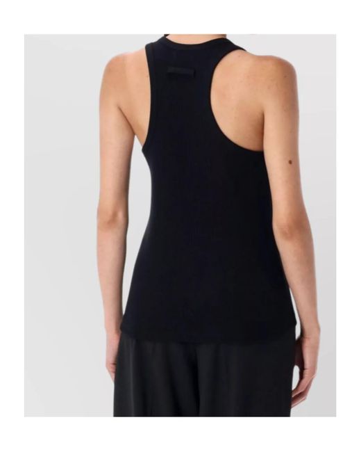 Jean Paul Gaultier Black Buckle Detail Ribbed Tank Top