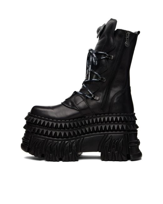 Vetements Black X New Rock Collaboration Lace-Up Mid-Calf Boots for men