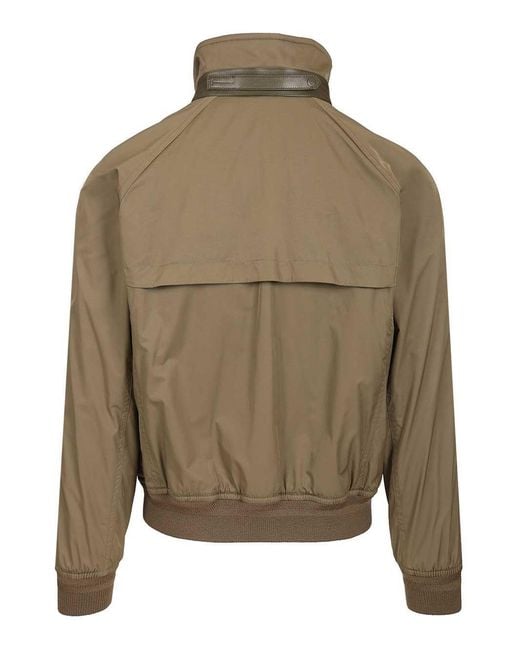Tom Ford Green Ribbed Hem Zip Jacket for men