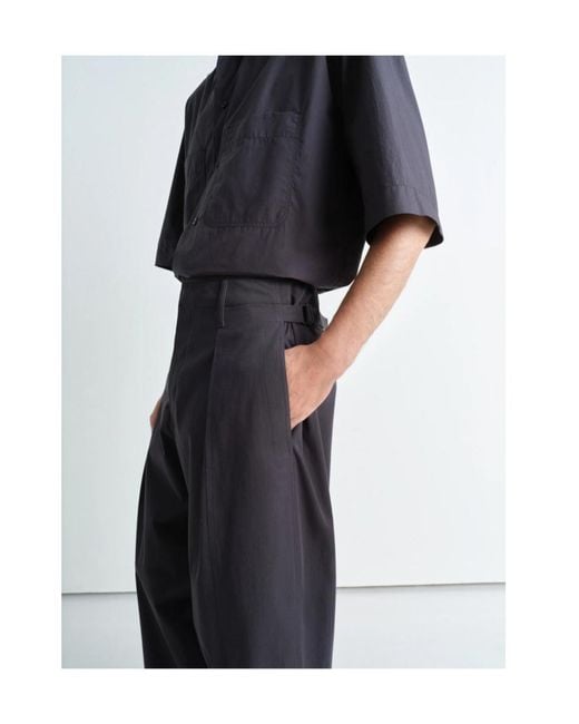 Lemaire Blue Pleated Wide Leg Chino Pants for men