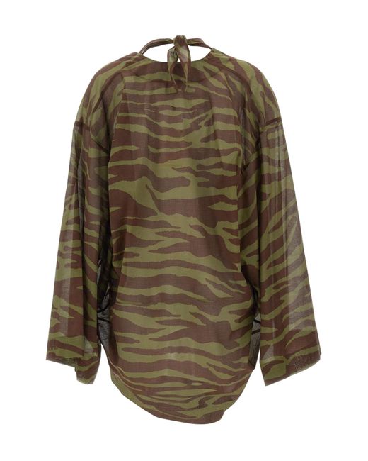 The Attico Brown The V-Neck Printed Mini Dress