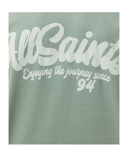 AllSaints Green Odyssey Oversized Short Sleeve Crew T-Shirt for men