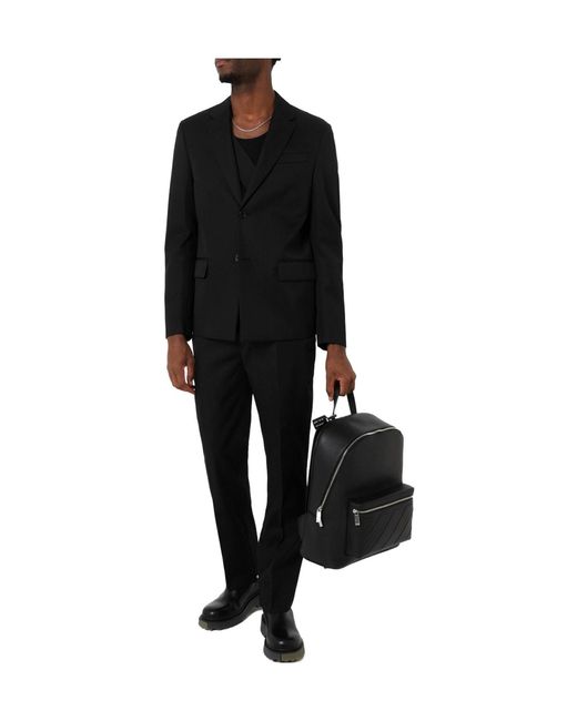 Off-White c/o Virgil Abloh Black Embroidered Wool Long Sleeve Blazer for men