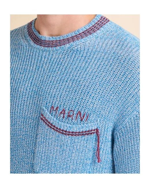 Marni Blue Mending Sweater for men