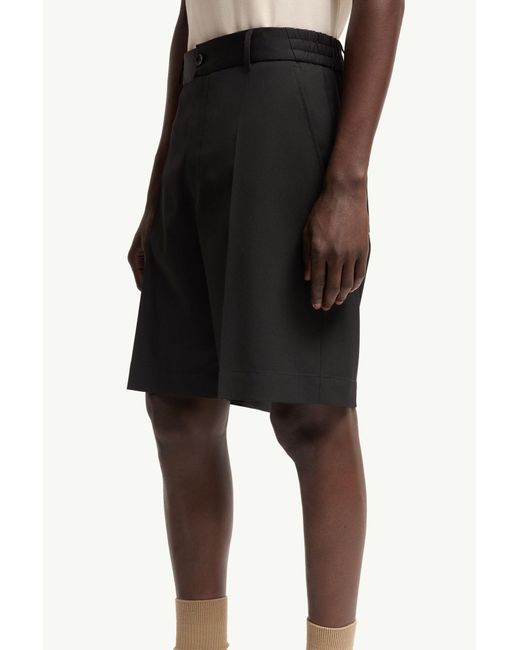 Moncler Black Wool Blend Gabardine Bermuda Shorts for men