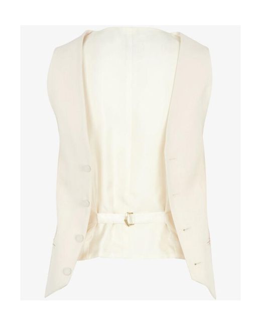 Fendi White V-Neck Cut-Out Detailed Cape