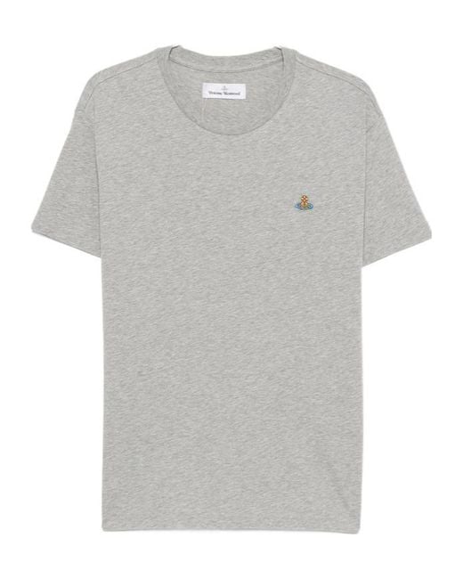 Vivienne Westwood Gray Orb-Embroidered T-Shirt for men