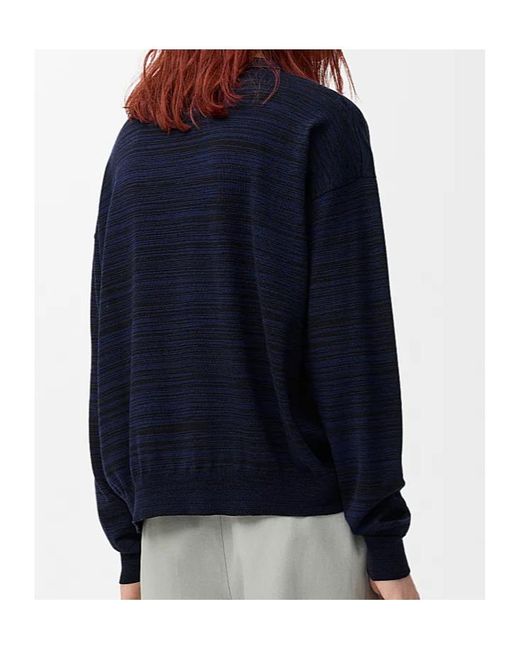Loewe Blue Striped Logo Polo Sweater for men