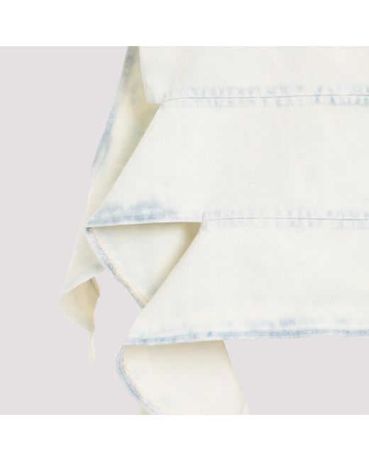 Y. Project White Strapless Asymmetric Hem Denim Top