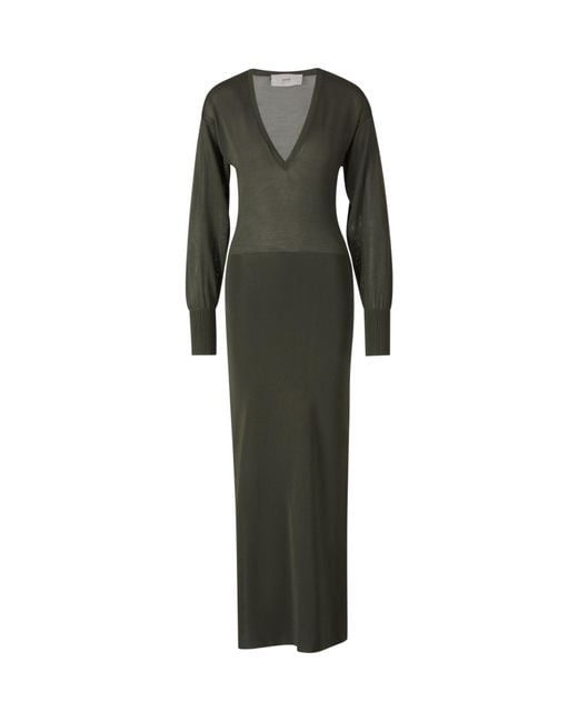AMI Green V-Neck Maxi Dress