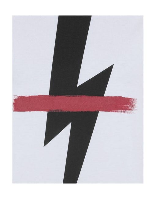 Neil Barrett White Lightning Printed T-Shirt for men