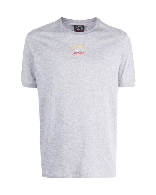 Paul & Shark White Round-Necked Logo T-Shirt for men
