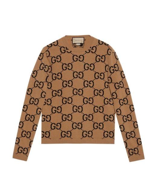 Gucci Natural Gg Jacquard Sweater for men